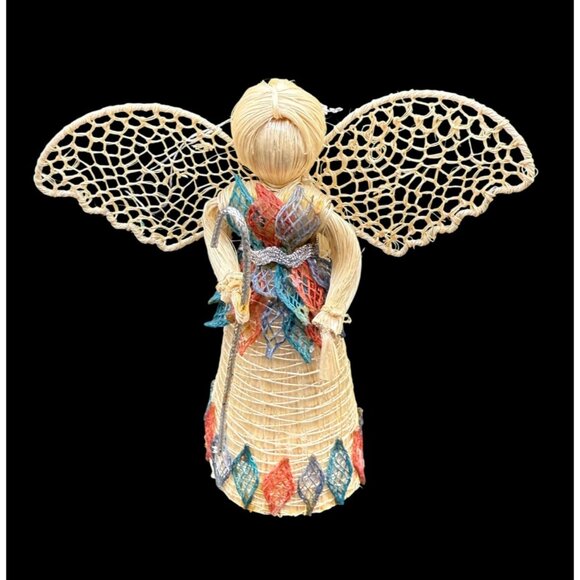 Other - Vintage Abaca Coconut Fiber Leah Angel Figurine Christmas Tree Ornament 4”